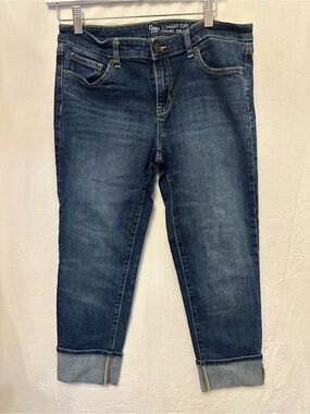 Gap Straight Cuff Jeans 6/28 R Dark Wash Cropped Stretch Denim